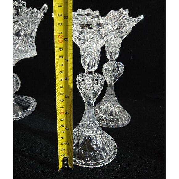 Shannon by Godinger 24% Lead Crystal Royal Crown Candlestick Pair-NEW - Picture 9 of 9